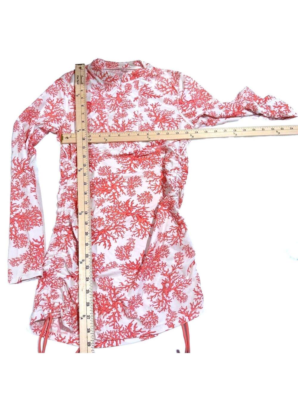 Cabana Life Tunic Rash Guard Swim Shirt Red Coral Design Size Small